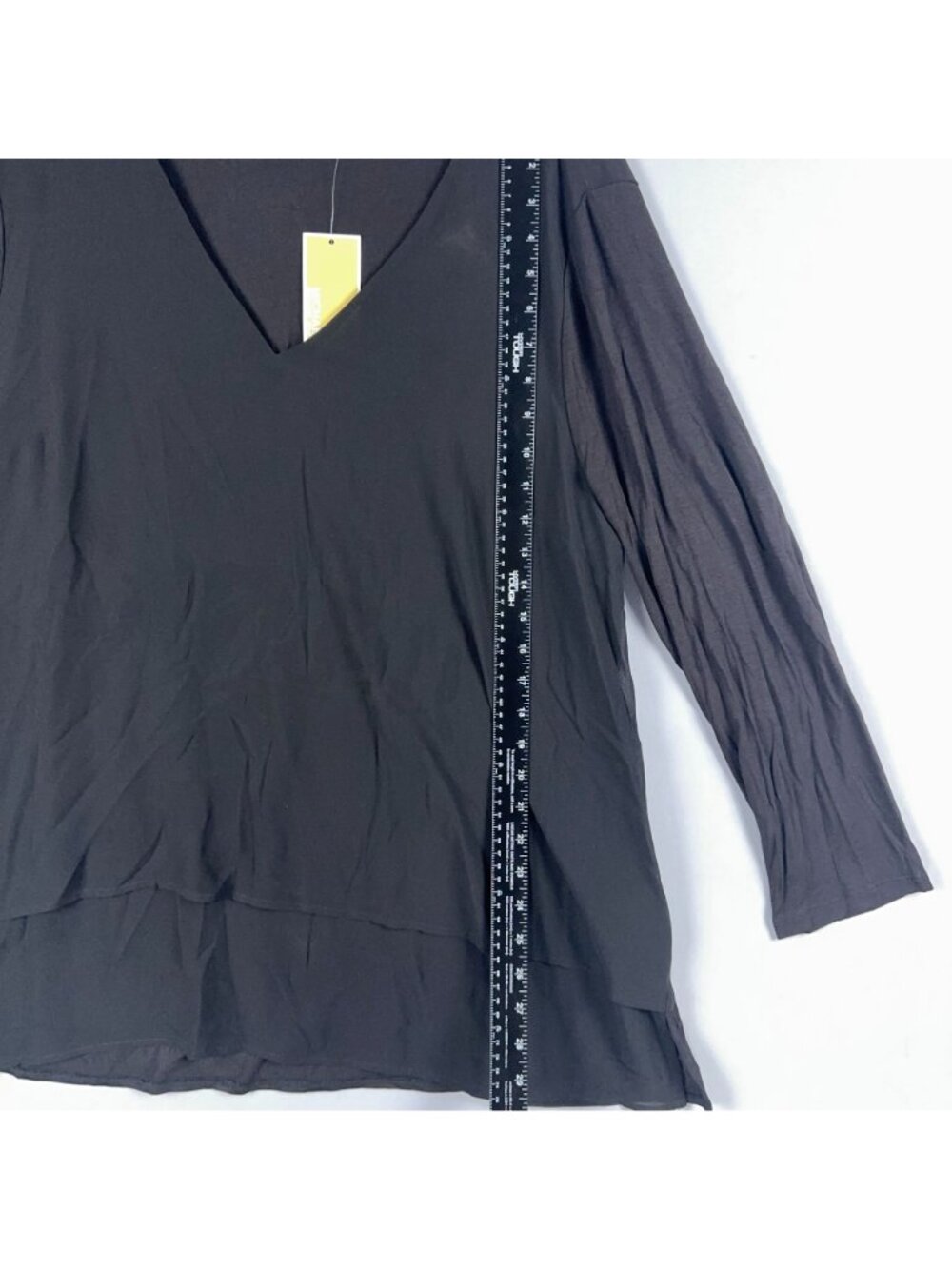 Michael Kors Tunic Top Size XXL Black V Neck Layered Long Sleeve Was $68 - Picture 8 of 12